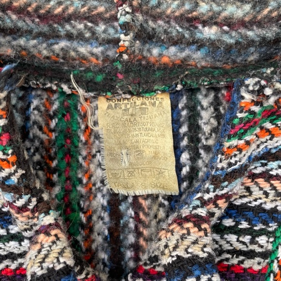 Vintage Confecciones Artilana Poncho Drug Rug Hoodie 🔥 Unisex Adult Size Small - Picture 4 of 6